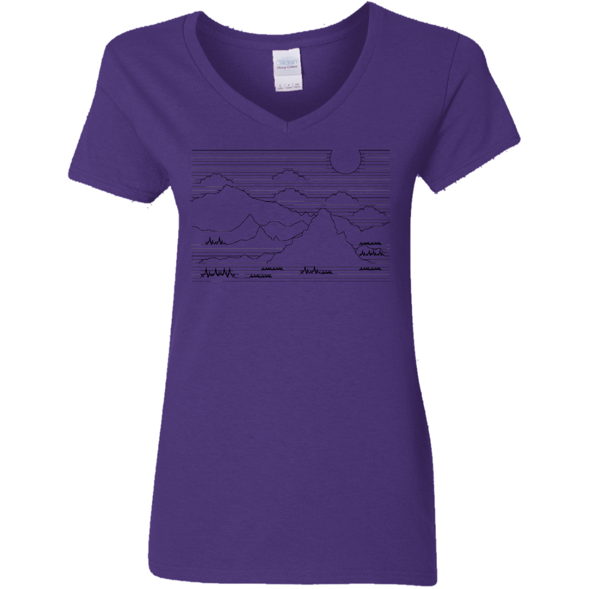 T-Shirts Purple / S Mountain Line Art Women's V-Neck T-Shirt