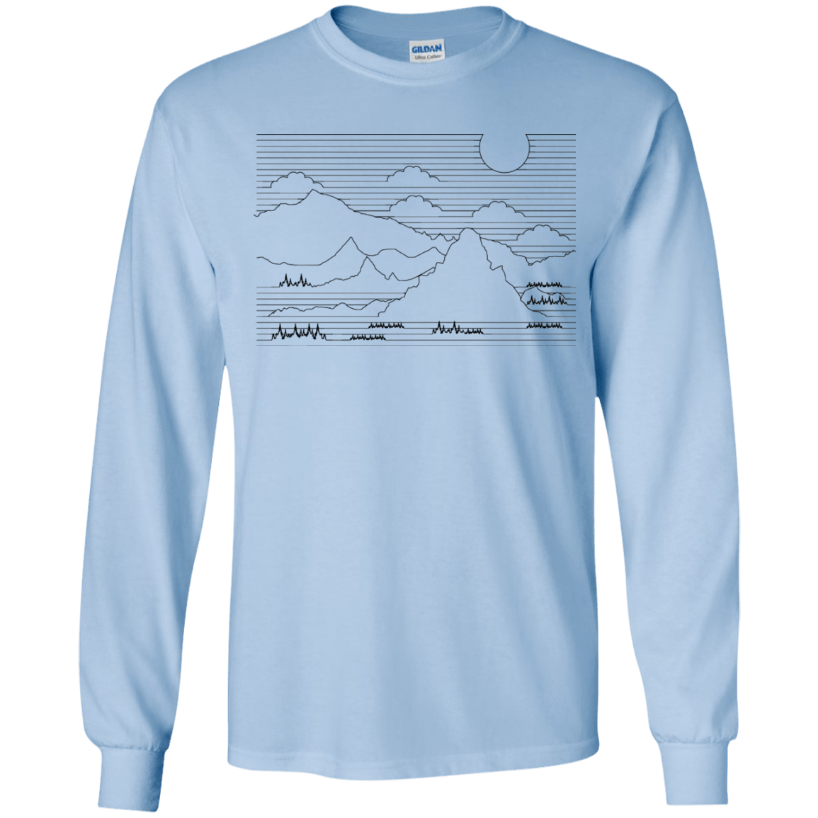 Mountain Line Art Youth Long Sleeve T-Shirt