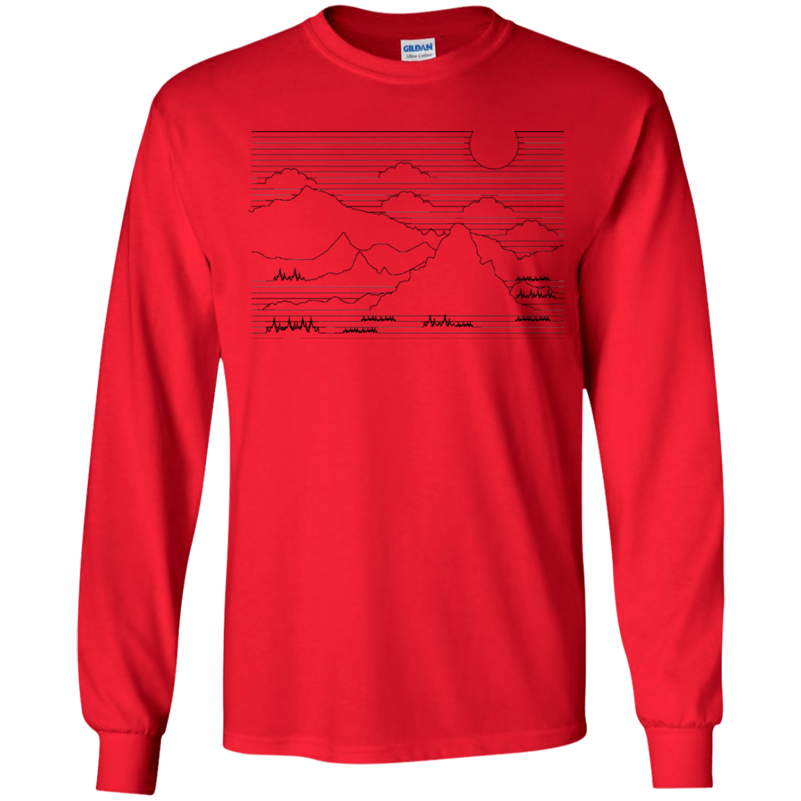 Mountain Line Art Youth Long Sleeve T-Shirt