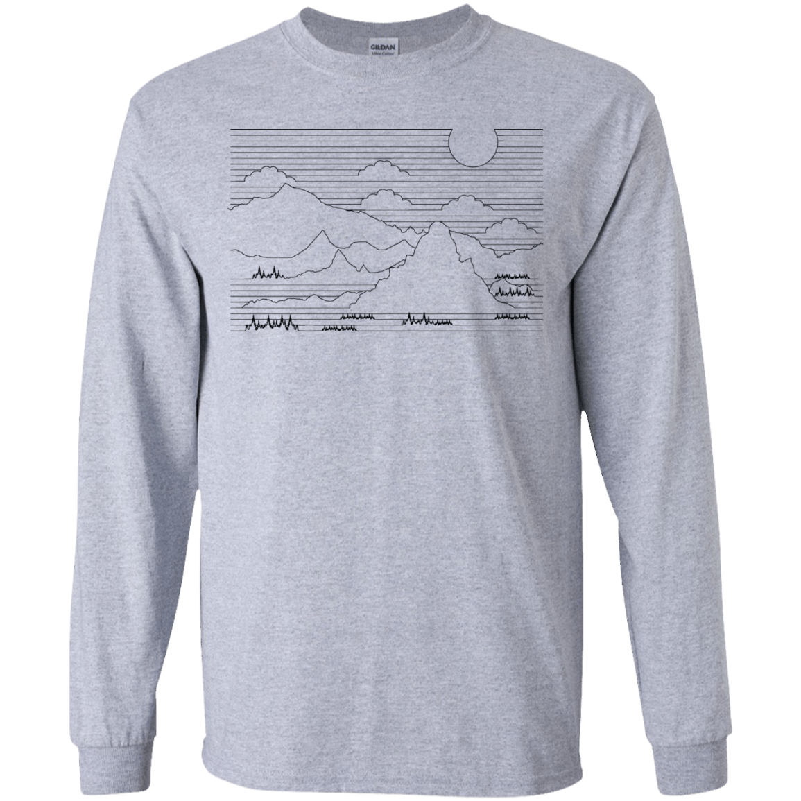 Mountain Line Art Youth Long Sleeve T-Shirt