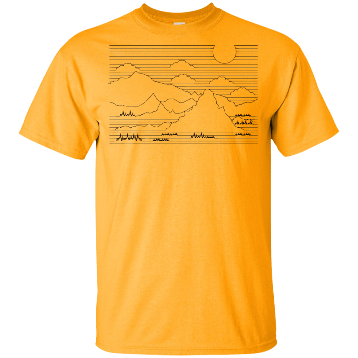 T-Shirts Gold / YXS Mountain Line Art Youth T-Shirt