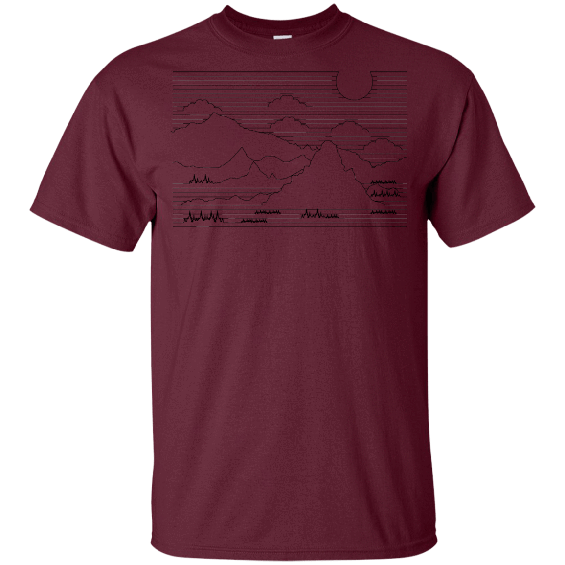 T-Shirts Maroon / YXS Mountain Line Art Youth T-Shirt