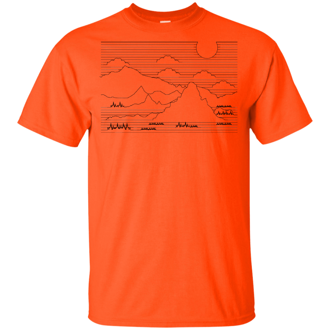 T-Shirts Orange / YXS Mountain Line Art Youth T-Shirt