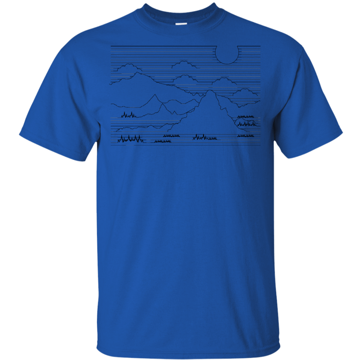 T-Shirts Royal / YXS Mountain Line Art Youth T-Shirt