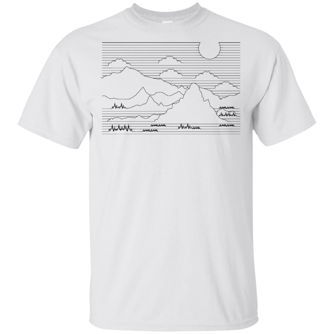 T-Shirts White / YXS Mountain Line Art Youth T-Shirt