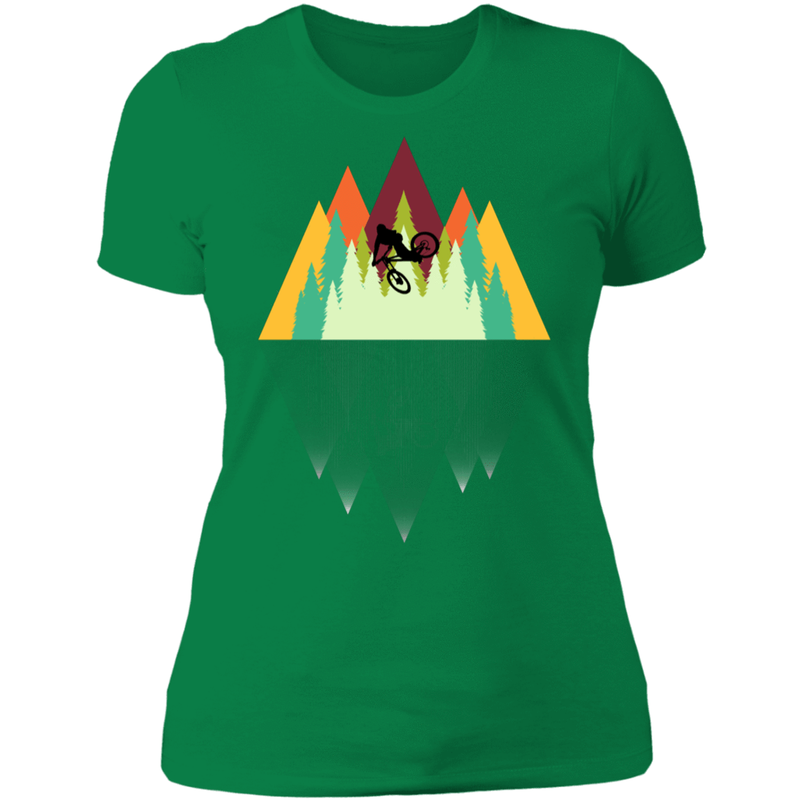 T-Shirts Kelly Green / S Mountain Reflection Ride Women's Premium T-Shirt