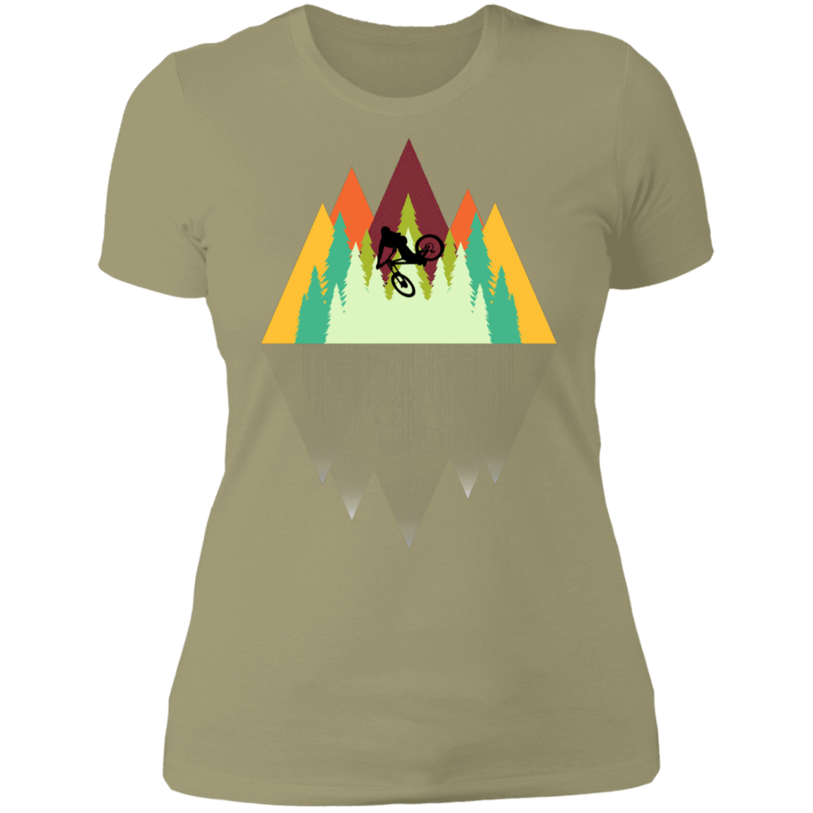 T-Shirts Light Olive / S Mountain Reflection Ride Women's Premium T-Shirt