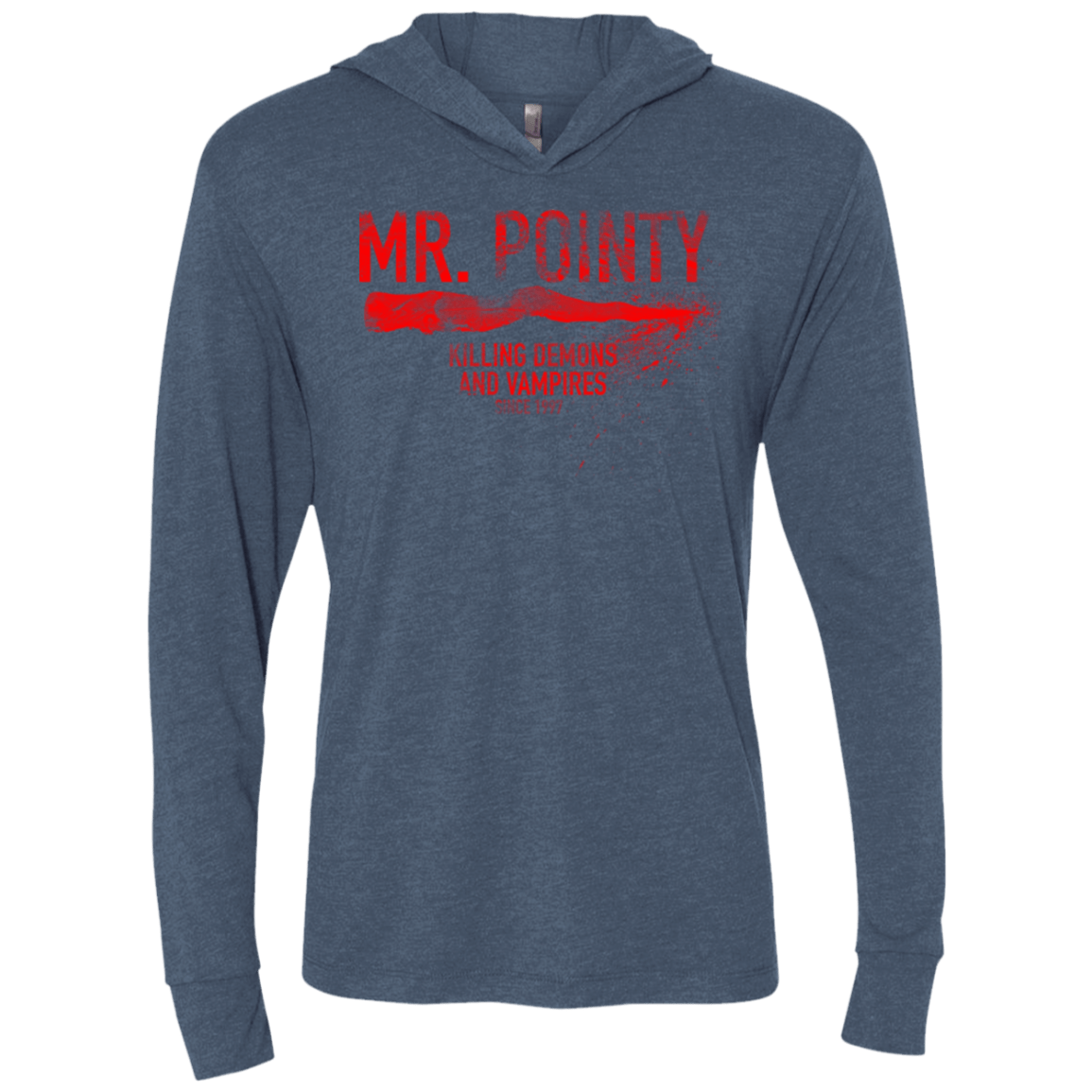 T-Shirts Indigo / X-Small Mr Pointy Triblend Long Sleeve Hoodie Tee