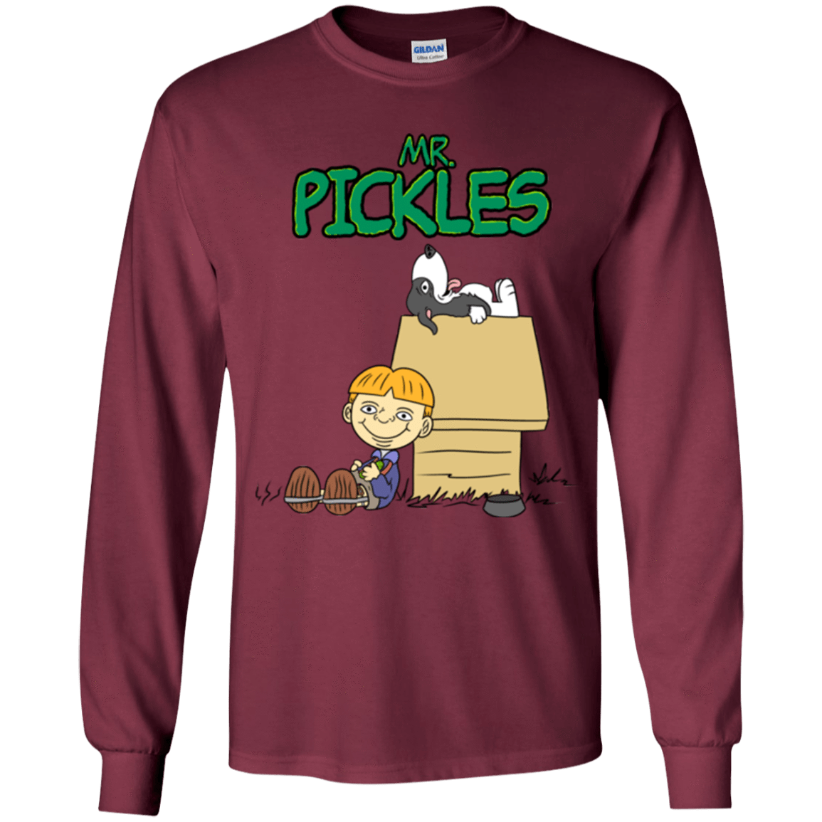 T-Shirts Maroon / YS Mr Snopkles Youth Long Sleeve T-Shirt