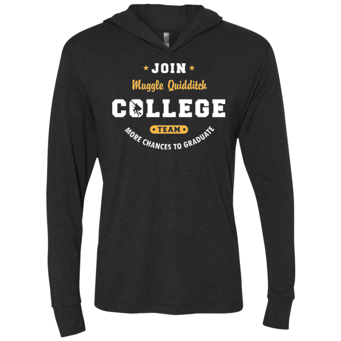 T-Shirts Vintage Black / X-Small Muggle Quidditch Triblend Long Sleeve Hoodie Tee