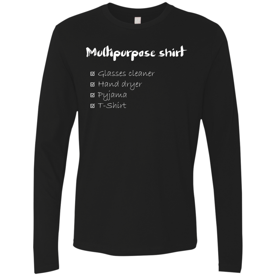 T-Shirts Black / Small Multipurpose Shirt White ink Men's Premium Long Sleeve