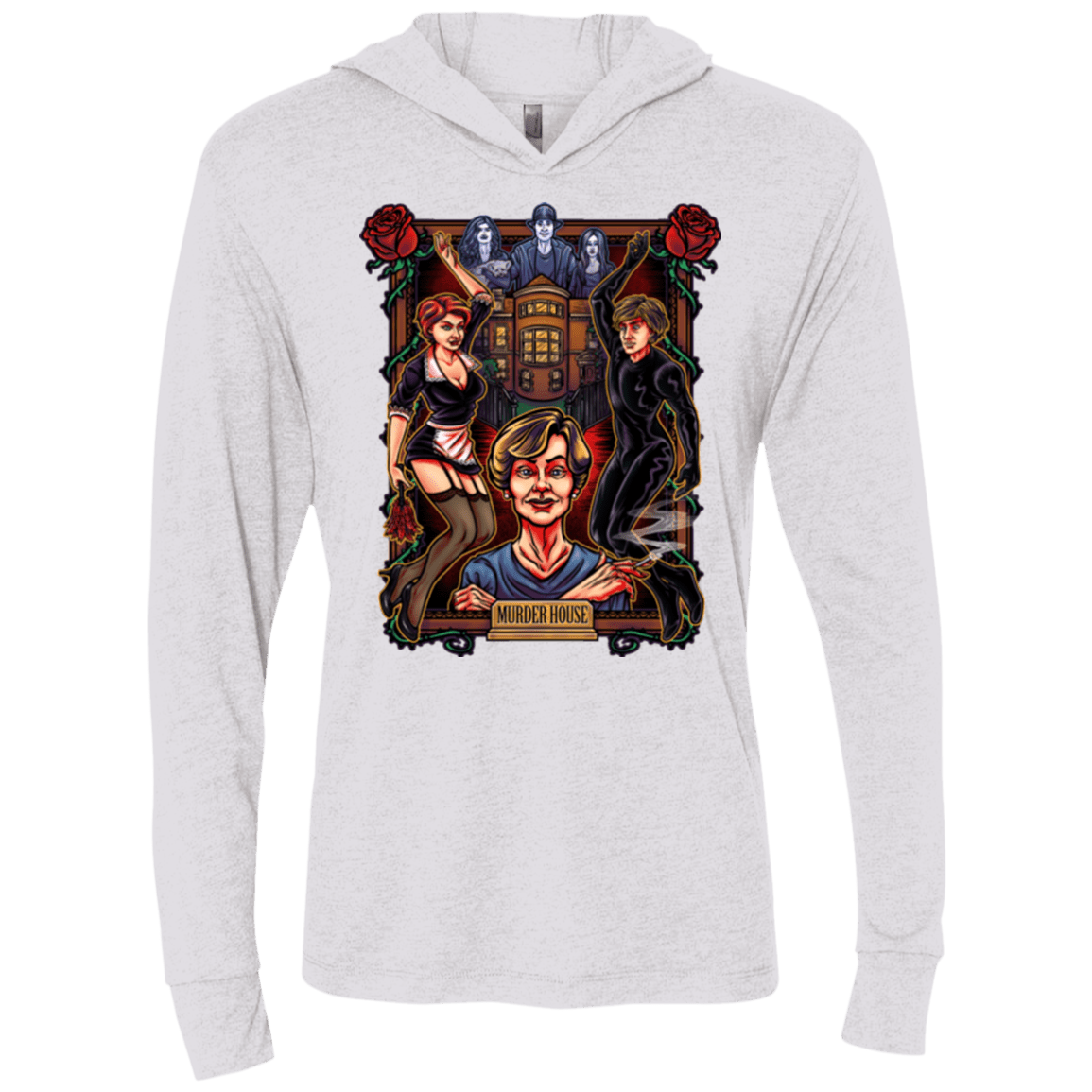 T-Shirts Heather White / X-Small Murder House Triblend Long Sleeve Hoodie Tee