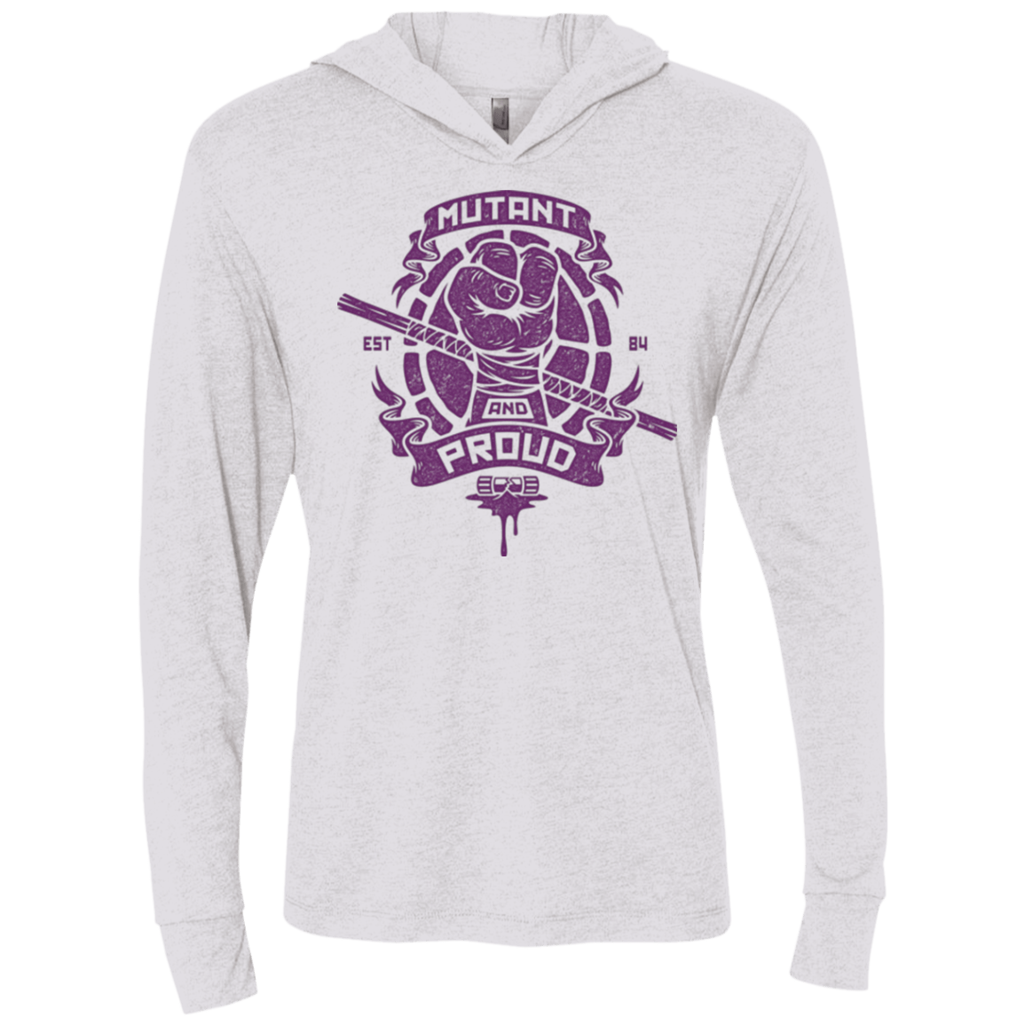 T-Shirts Heather White / X-Small Mutant and Proud Donny Triblend Long Sleeve Hoodie Tee