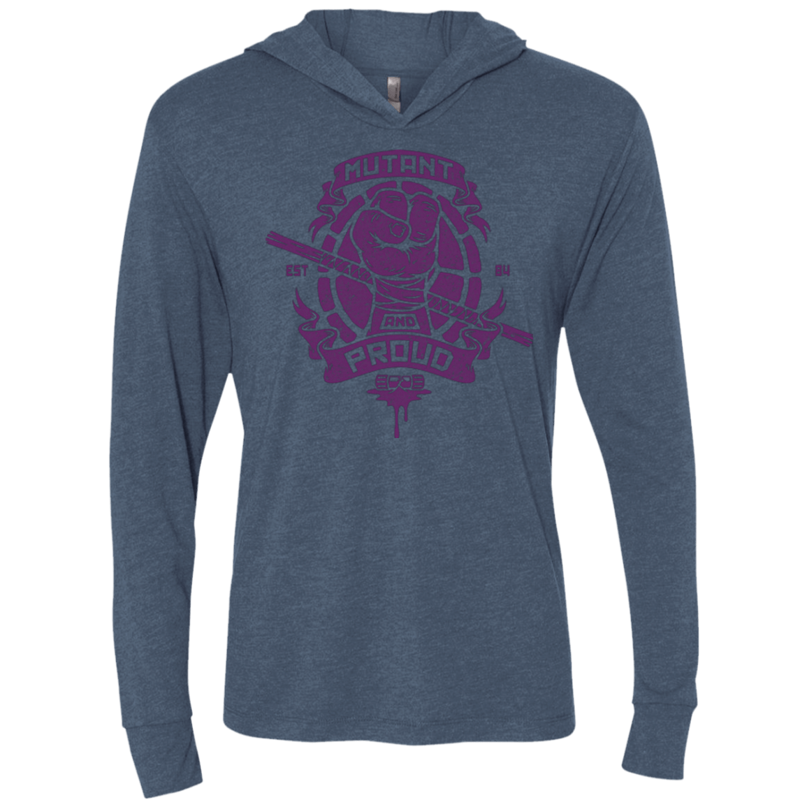 T-Shirts Indigo / X-Small Mutant and Proud Donny Triblend Long Sleeve Hoodie Tee