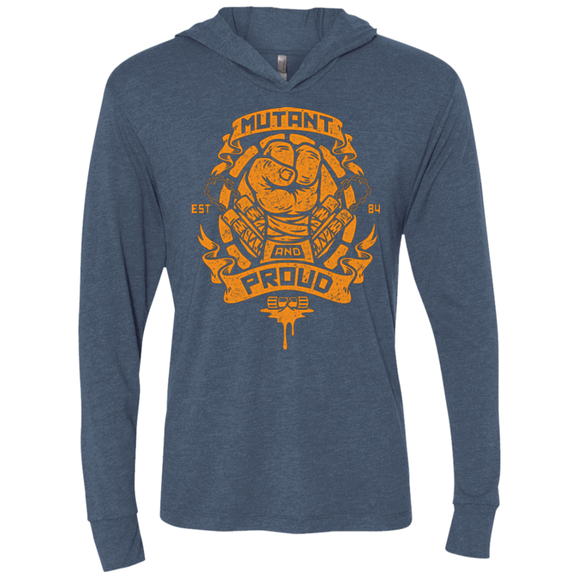 T-Shirts Indigo / X-Small Mutant and Proud Mikey Triblend Long Sleeve Hoodie Tee