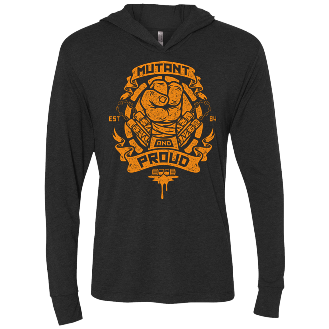 T-Shirts Vintage Black / X-Small Mutant and Proud Mikey Triblend Long Sleeve Hoodie Tee