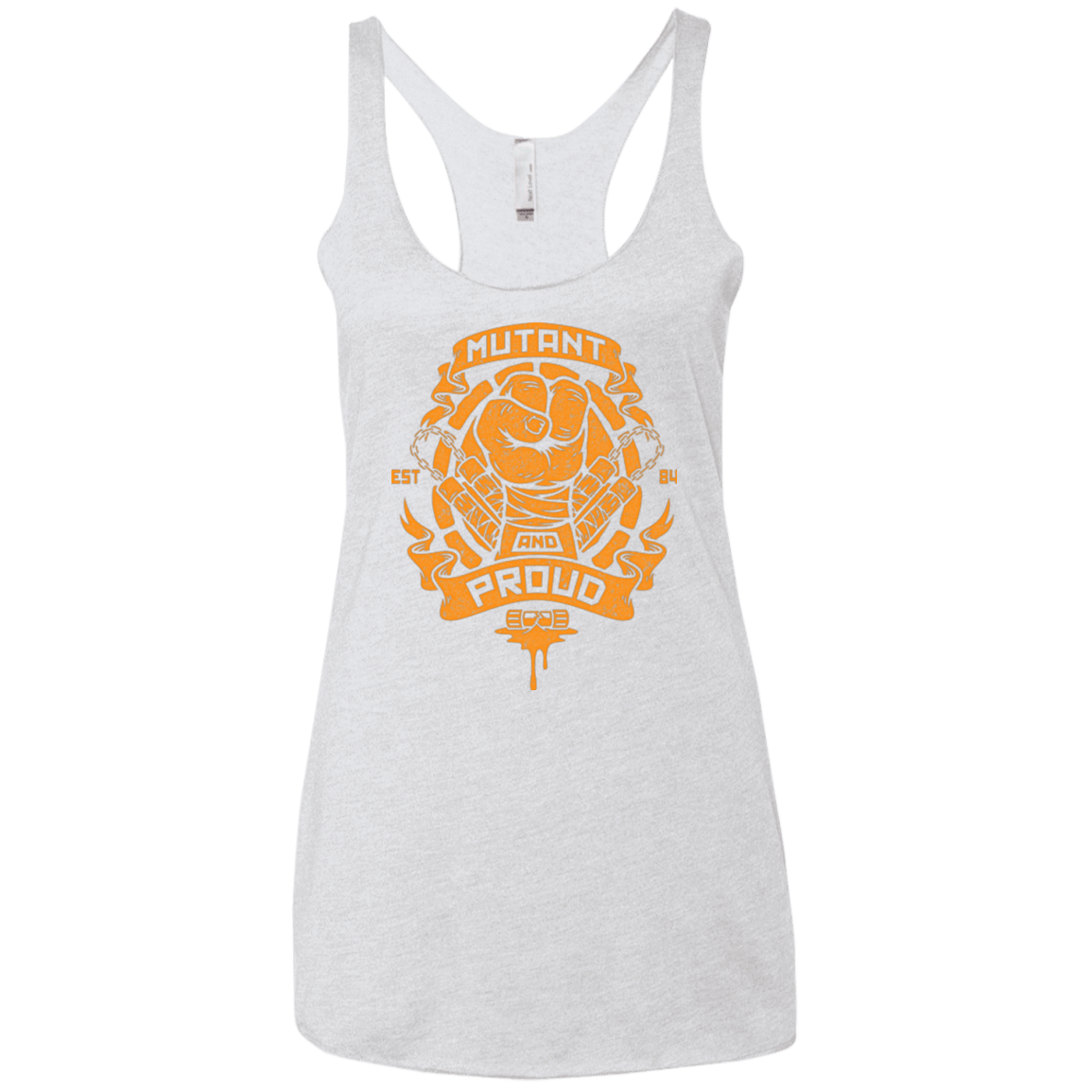T-Shirts Heather White / X-Small Mutant and Proud Mikey Women's Triblend Racerback Tank