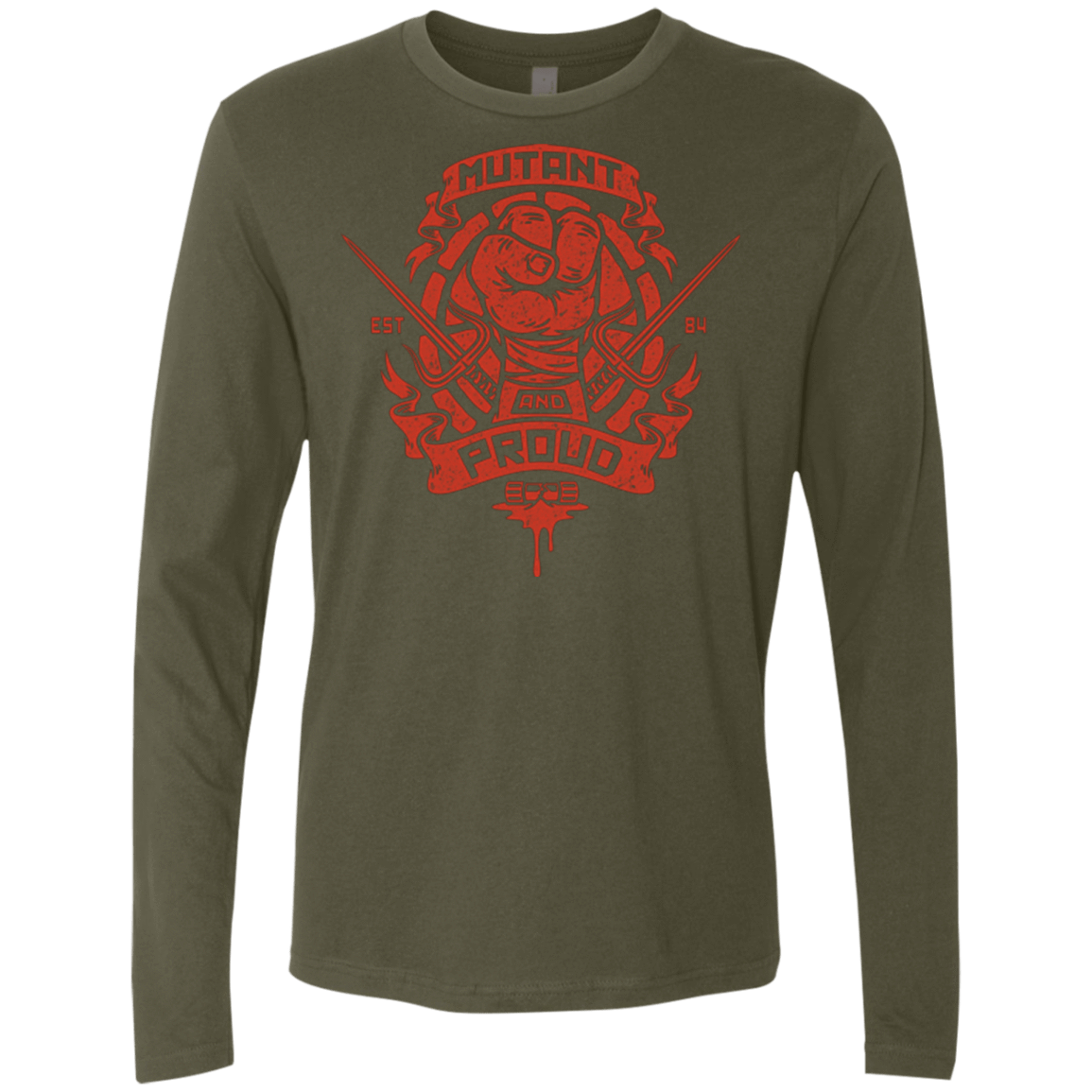 T-Shirts Military Green / Small Mutant and Proud Raph Men's Premium Long Sleeve