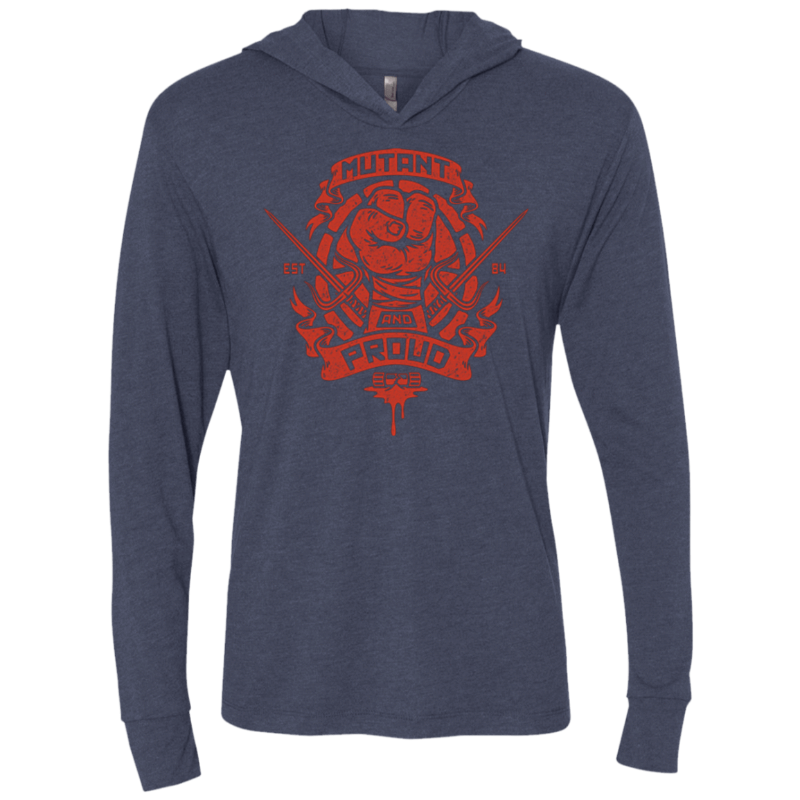 T-Shirts Vintage Navy / X-Small Mutant and Proud Raph Triblend Long Sleeve Hoodie Tee