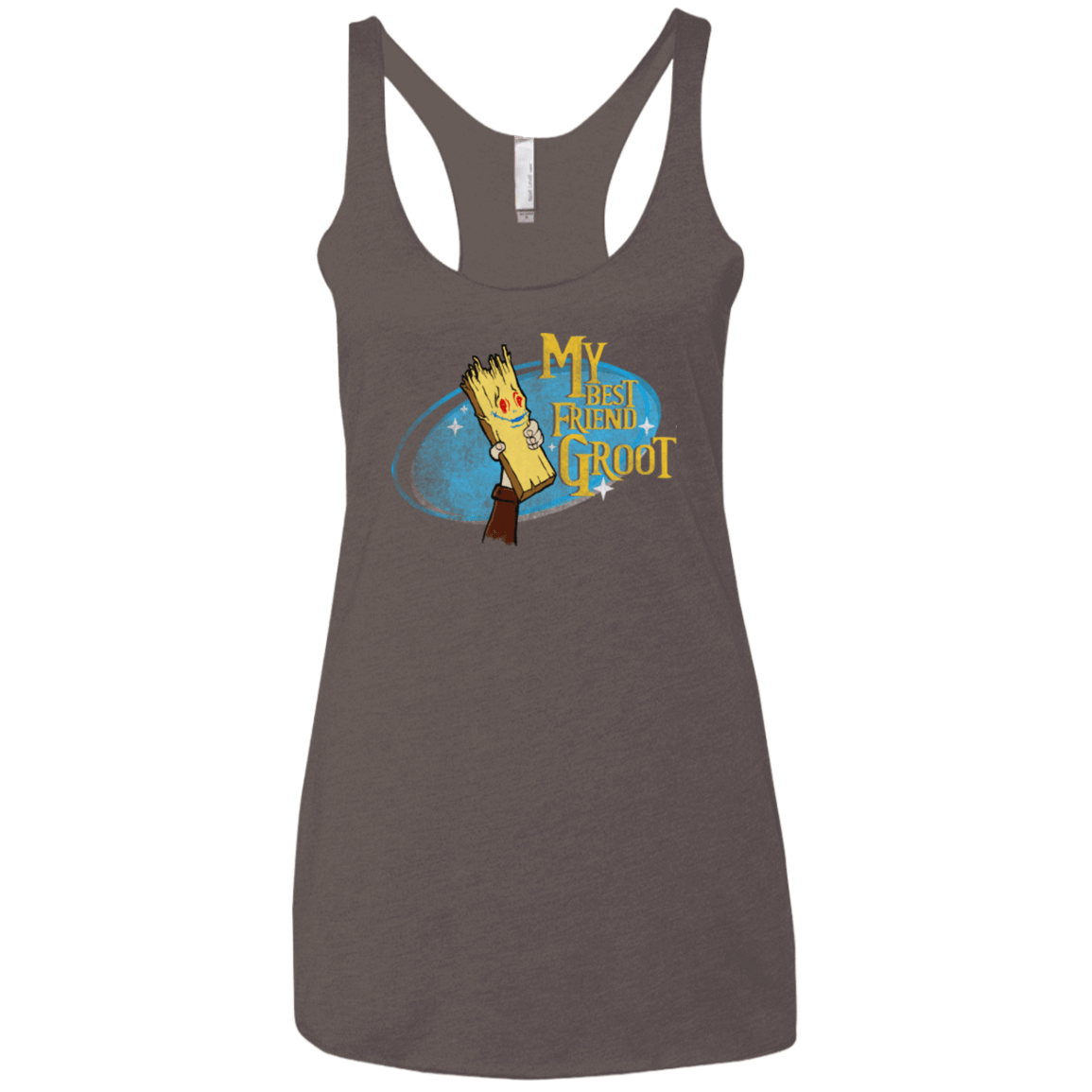 T-Shirts Macchiato / X-Small My Best Friend Groot Women's Triblend Racerback Tank