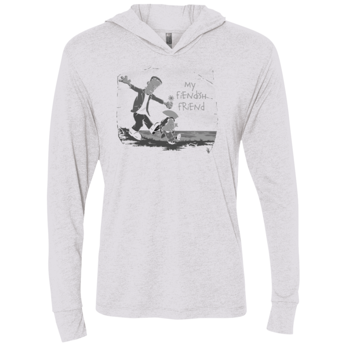 T-Shirts Heather White / X-Small My Fiendish Friend Triblend Long Sleeve Hoodie Tee