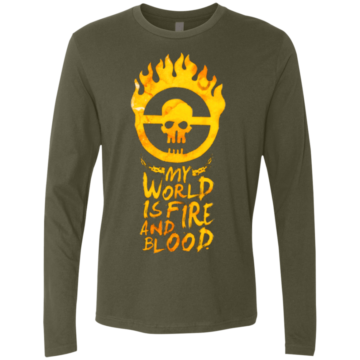 T-Shirts Military Green / Small My World Is Fire Men's Premium Long Sleeve