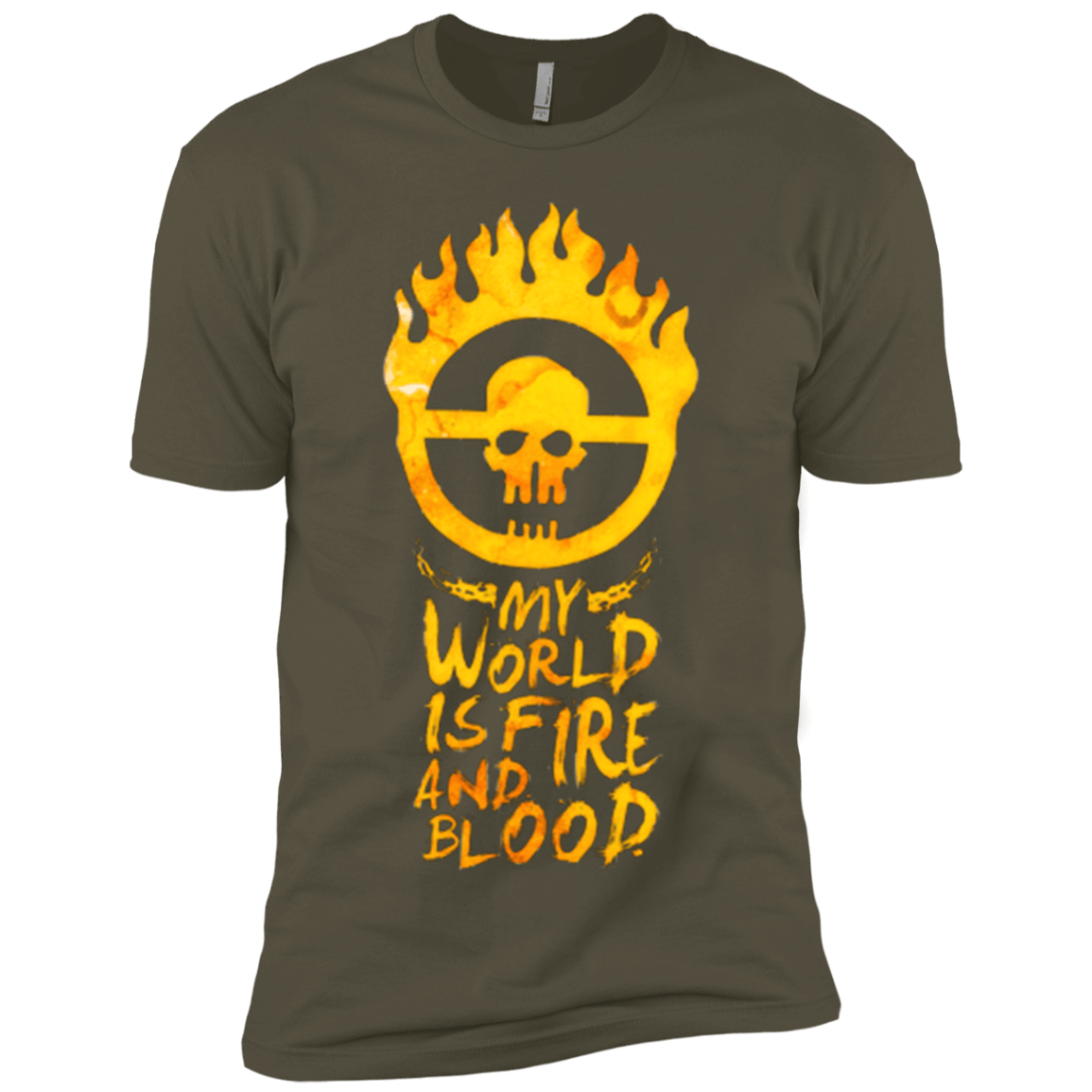 T-Shirts Military Green / X-Small My World Is Fire Men's Premium T-Shirt