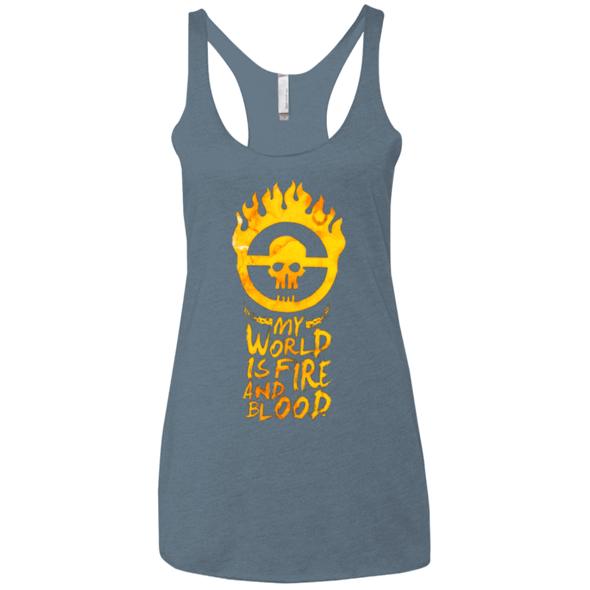 T-Shirts Indigo / X-Small My World Is Fire Women's Triblend Racerback Tank