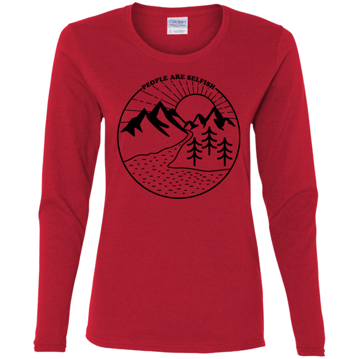 T-Shirts Red / S Nature vs. People Women's Long Sleeve T-Shirt