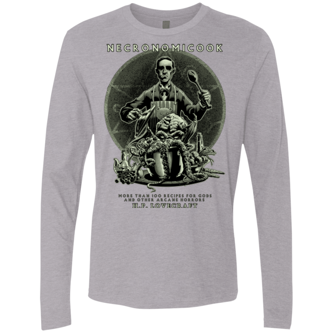 T-Shirts Heather Grey / Small Necronomicook Men's Premium Long Sleeve