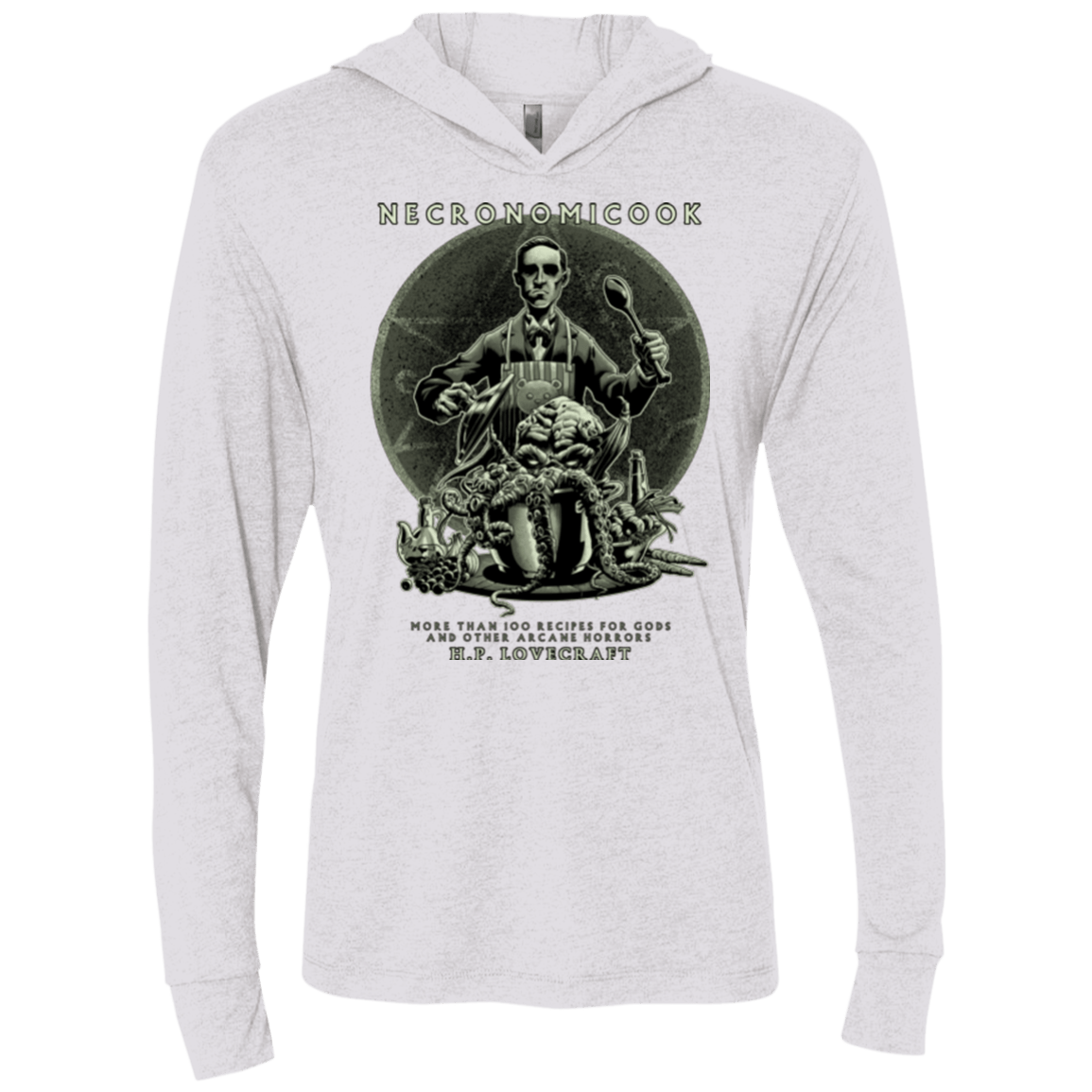 T-Shirts Heather White / X-Small Necronomicook Triblend Long Sleeve Hoodie Tee