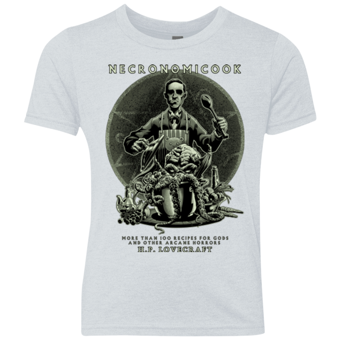 T-Shirts Heather White / YXS Necronomicook Youth Triblend T-Shirt