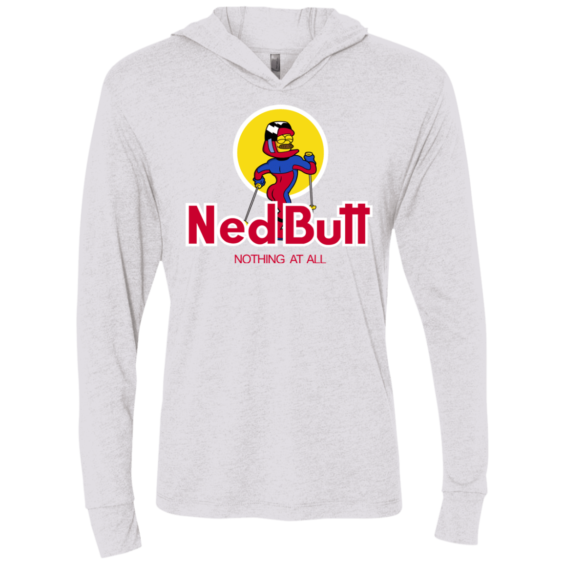 T-Shirts Heather White / X-Small Ned Butt Triblend Long Sleeve Hoodie Tee