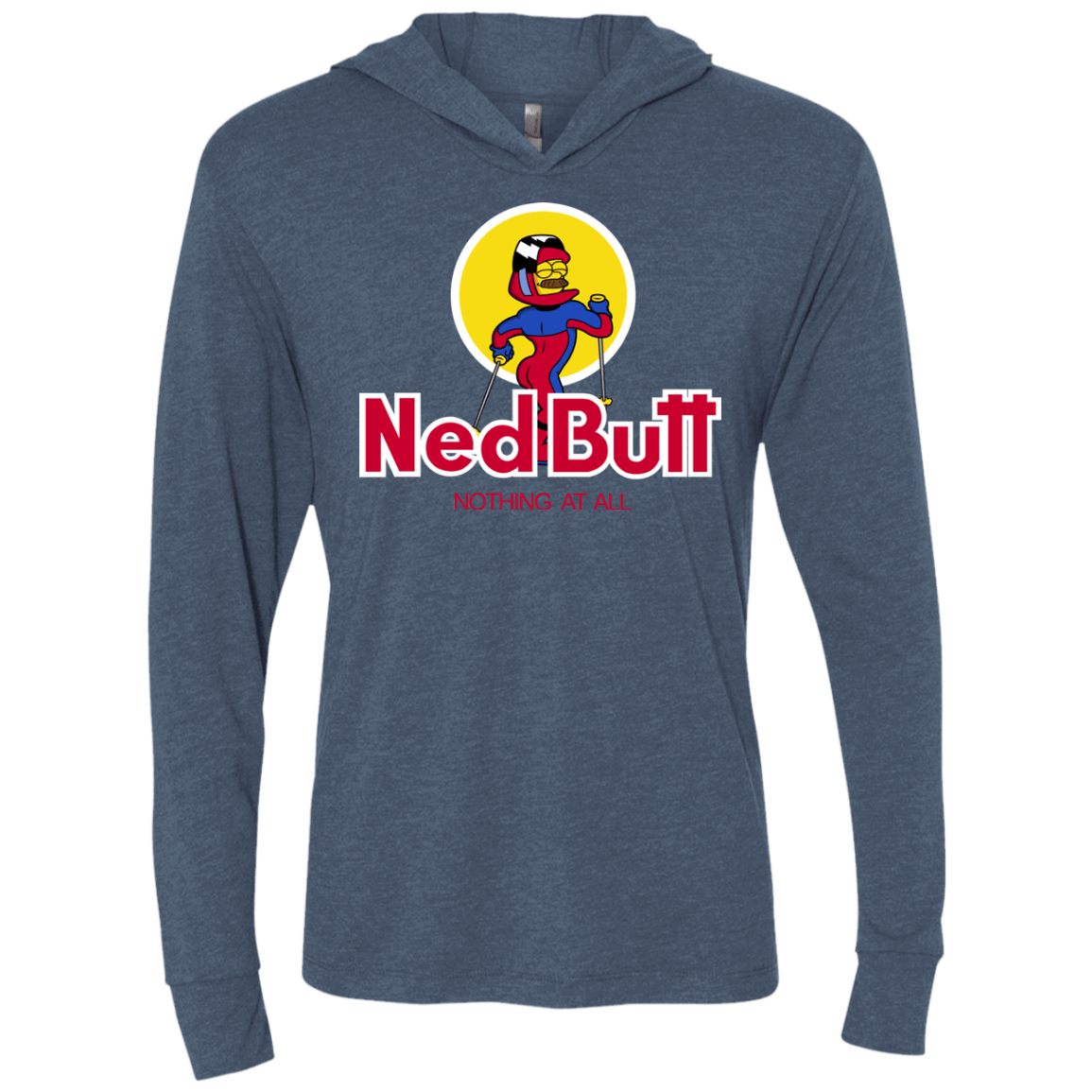T-Shirts Indigo / X-Small Ned Butt Triblend Long Sleeve Hoodie Tee