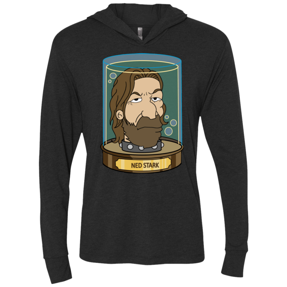 T-Shirts Vintage Black / X-Small Ned Stark Head Triblend Long Sleeve Hoodie Tee