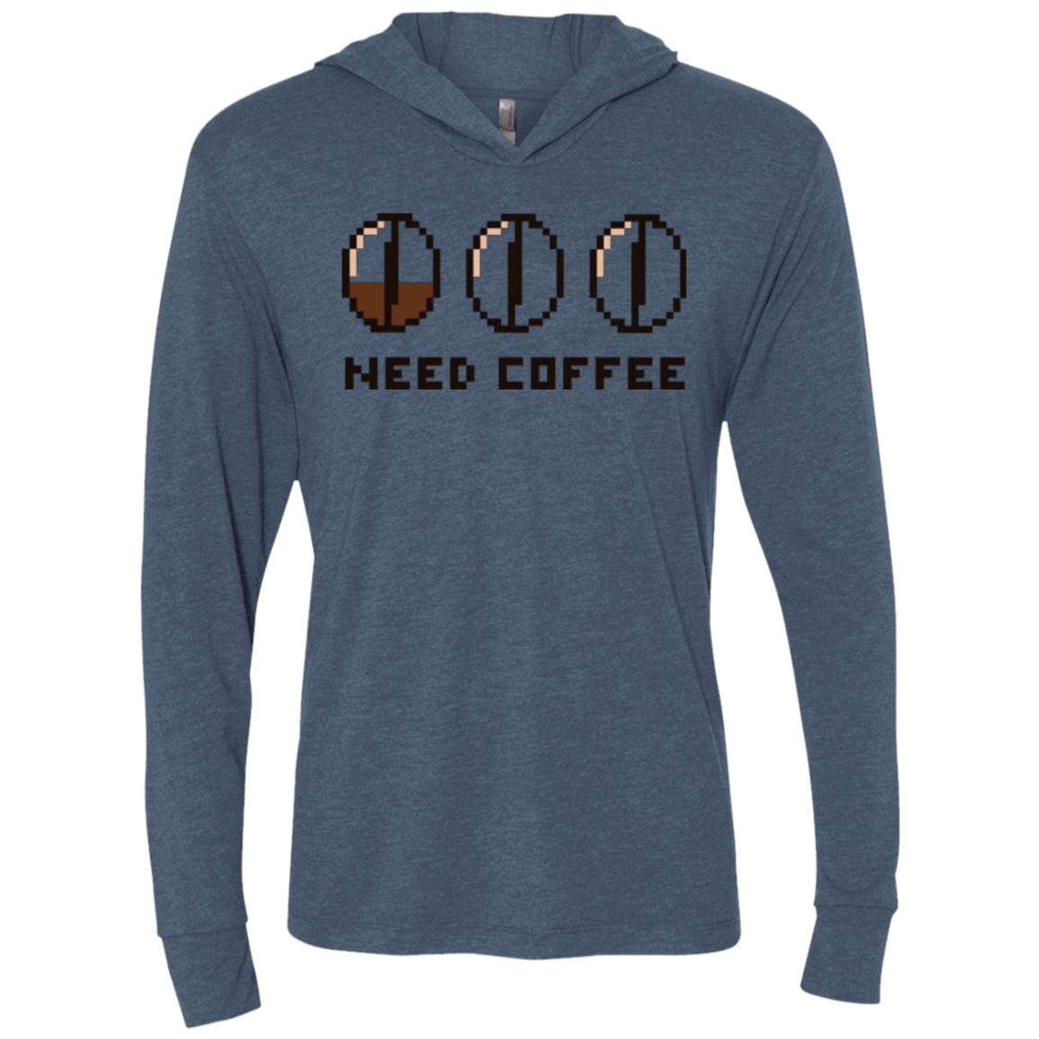 T-Shirts Indigo / X-Small Need Coffee Triblend Long Sleeve Hoodie Tee