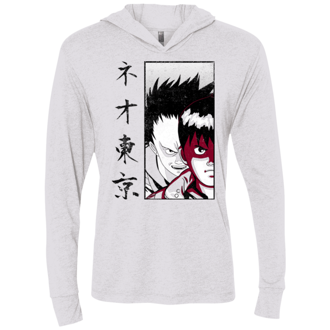 T-Shirts Heather White / X-Small Neo Tokyo Triblend Long Sleeve Hoodie Tee