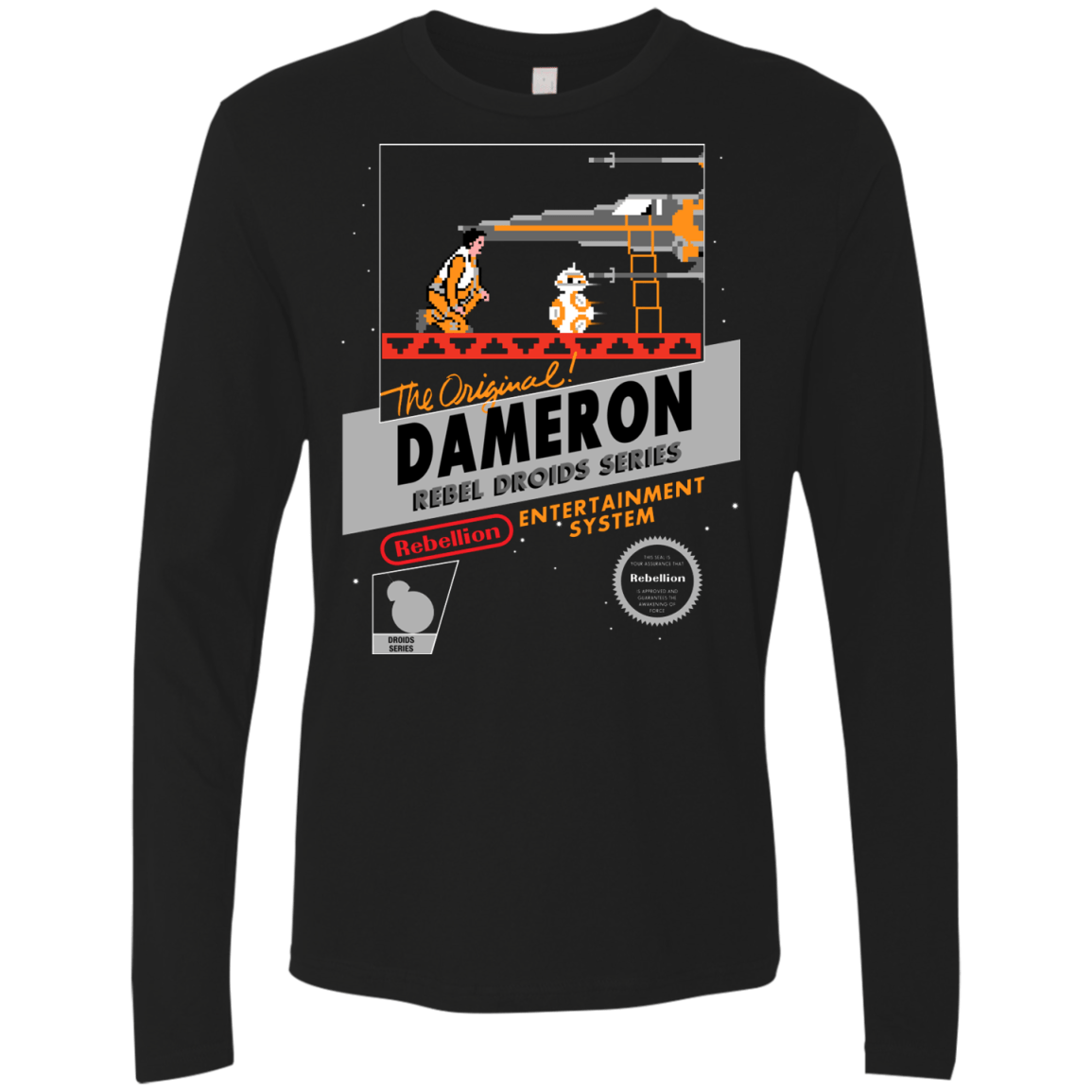 T-Shirts Black / S NES 8Bit Dameron Men's Premium Long Sleeve