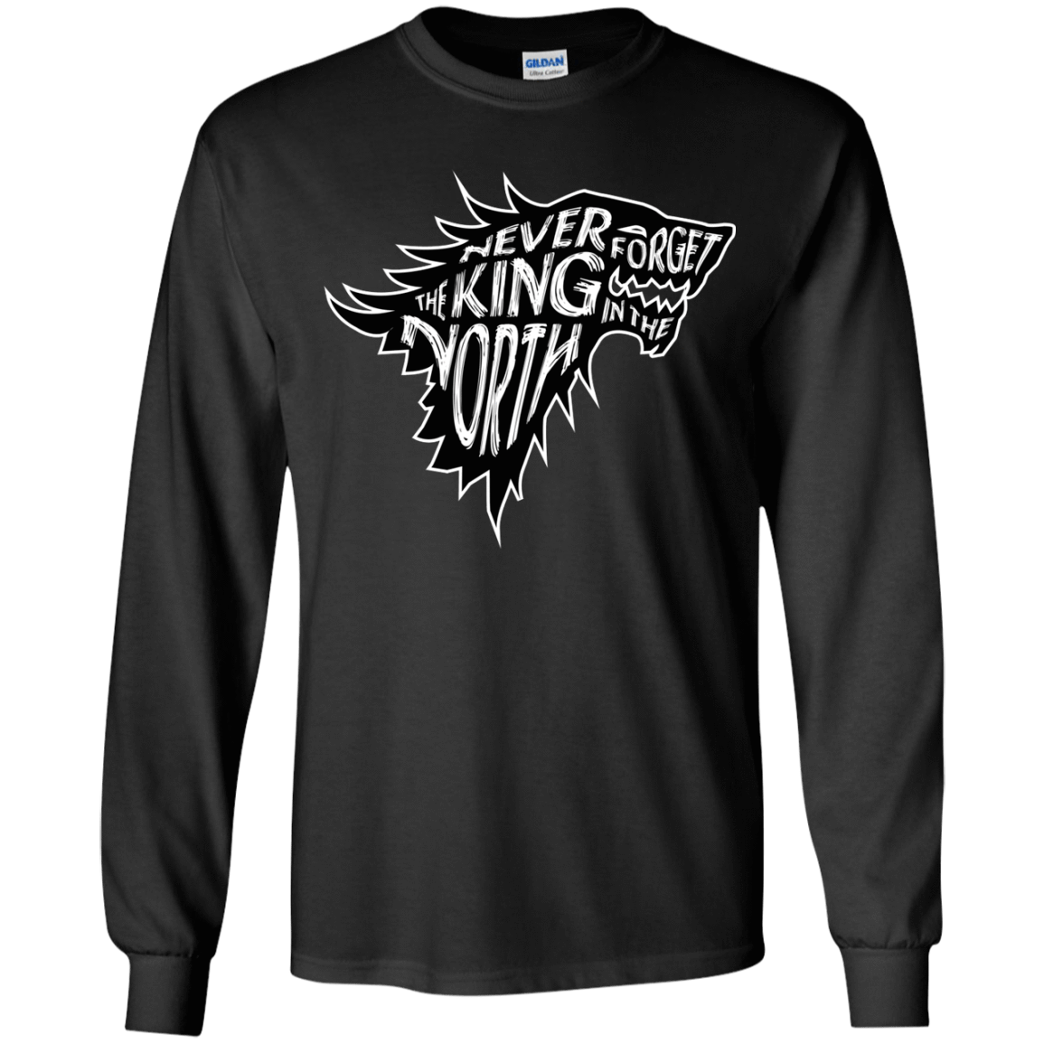 T-Shirts Black / YS Never Forget The King In The North Youth Long Sleeve T-Shirt
