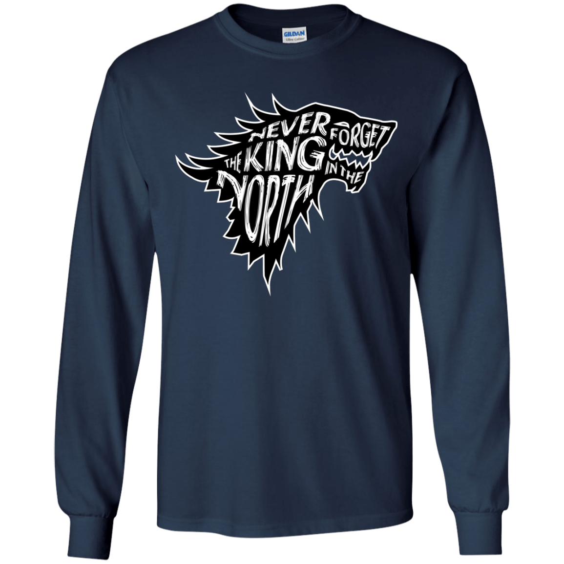 T-Shirts Navy / YS Never Forget The King In The North Youth Long Sleeve T-Shirt