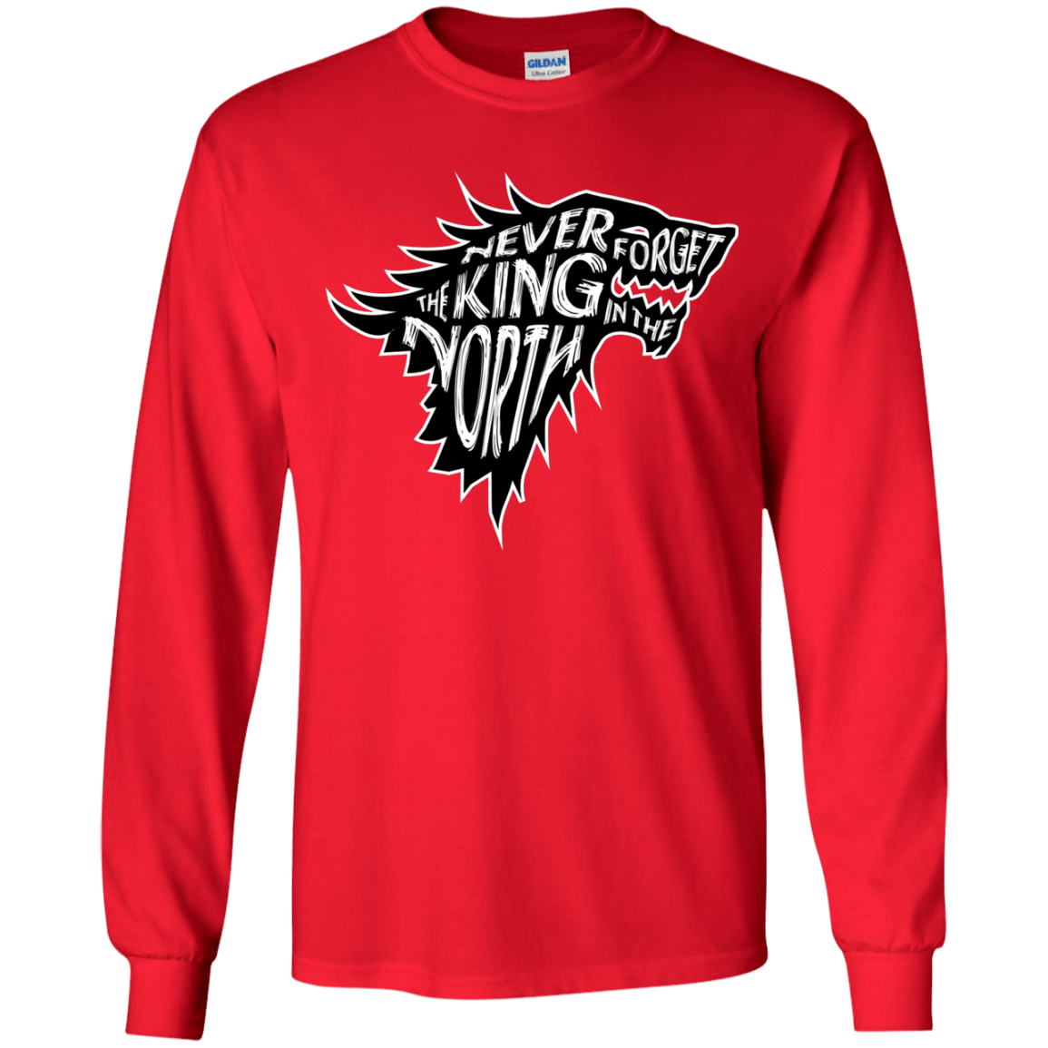 T-Shirts Red / YS Never Forget The King In The North Youth Long Sleeve T-Shirt