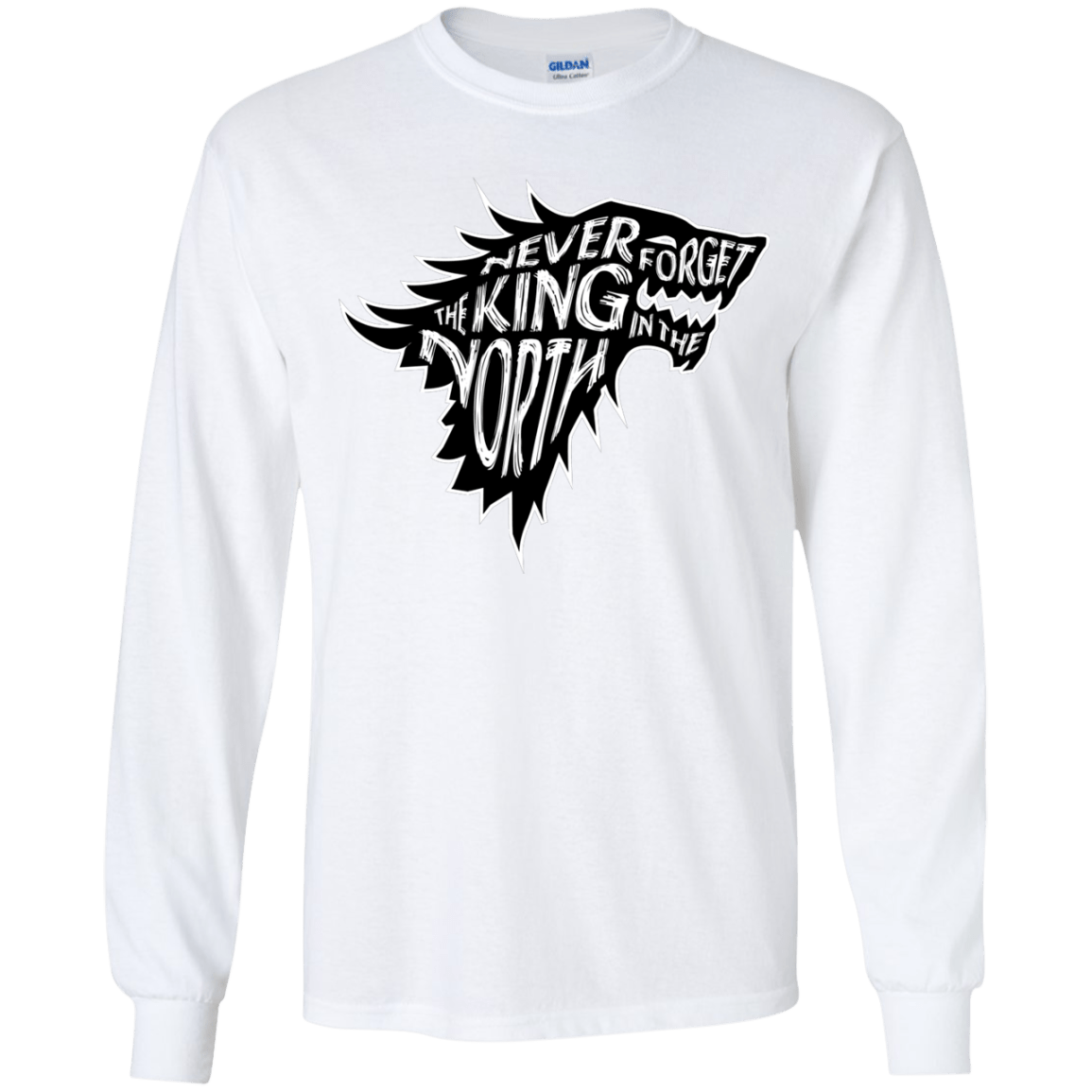 T-Shirts White / YS Never Forget The King In The North Youth Long Sleeve T-Shirt