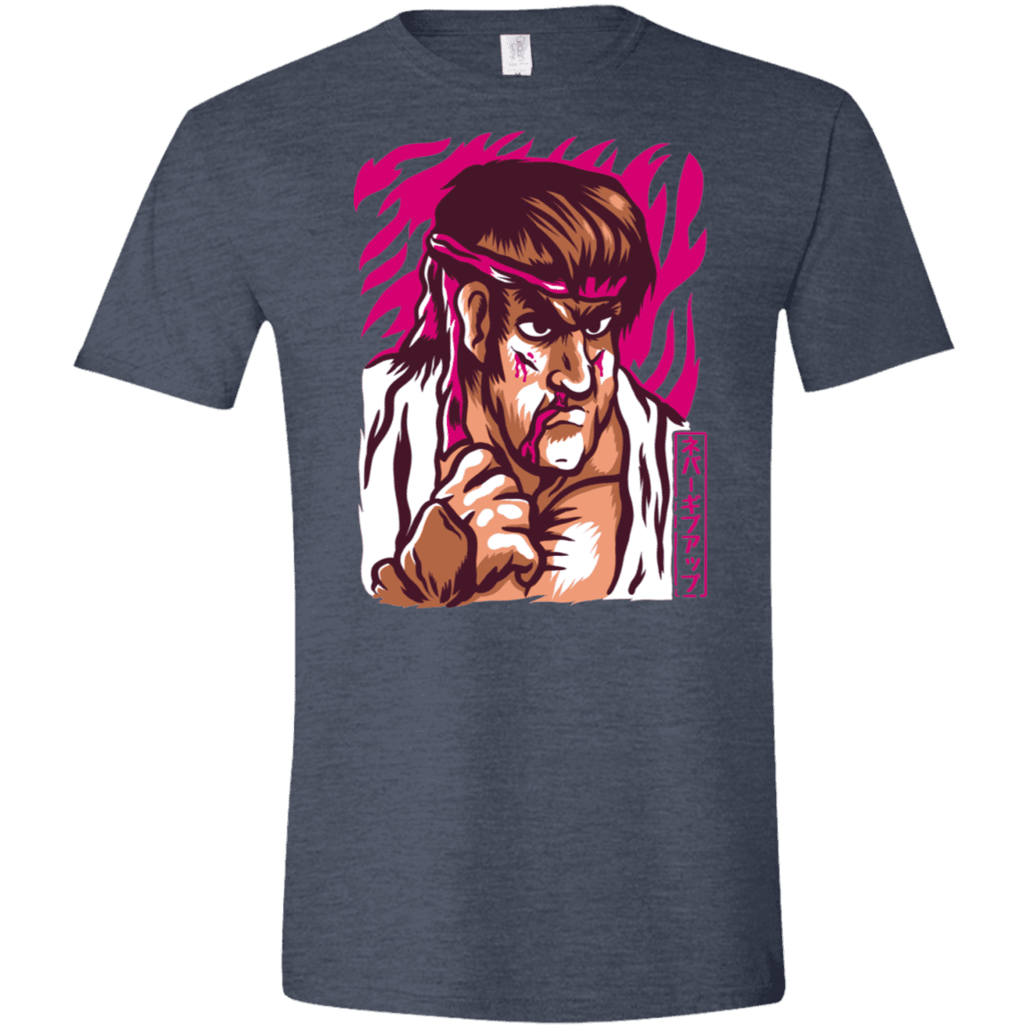 T-Shirts Heather Navy / S Never Give Up Men's Semi-Fitted Softstyle