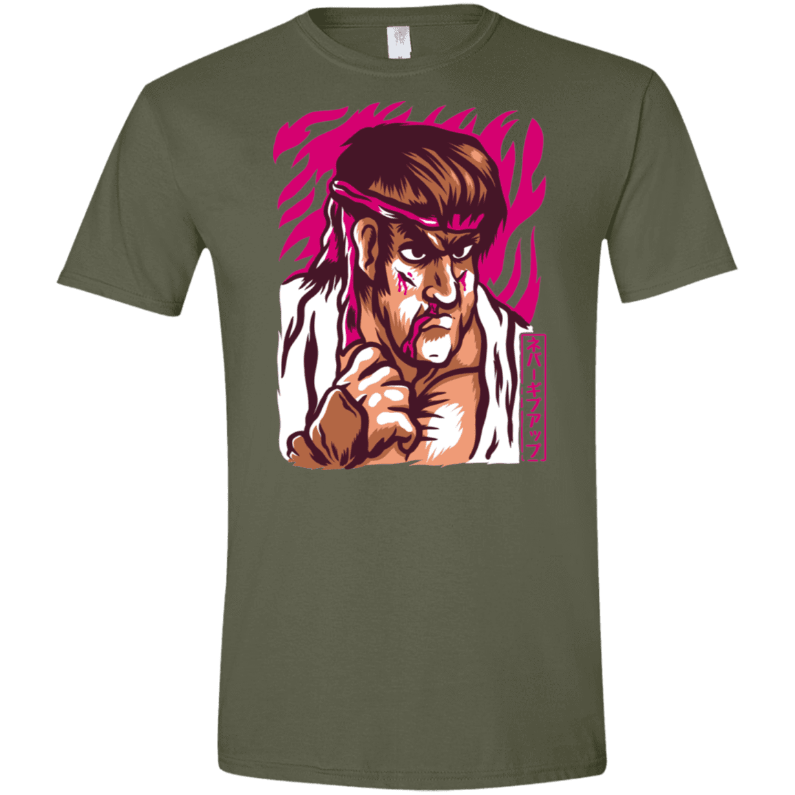 T-Shirts Military Green / S Never Give Up Men's Semi-Fitted Softstyle