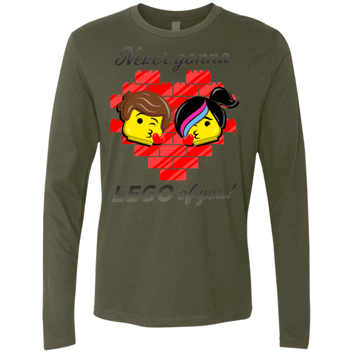 T-Shirts Military Green / S Never LEGO of You Men's Premium Long Sleeve