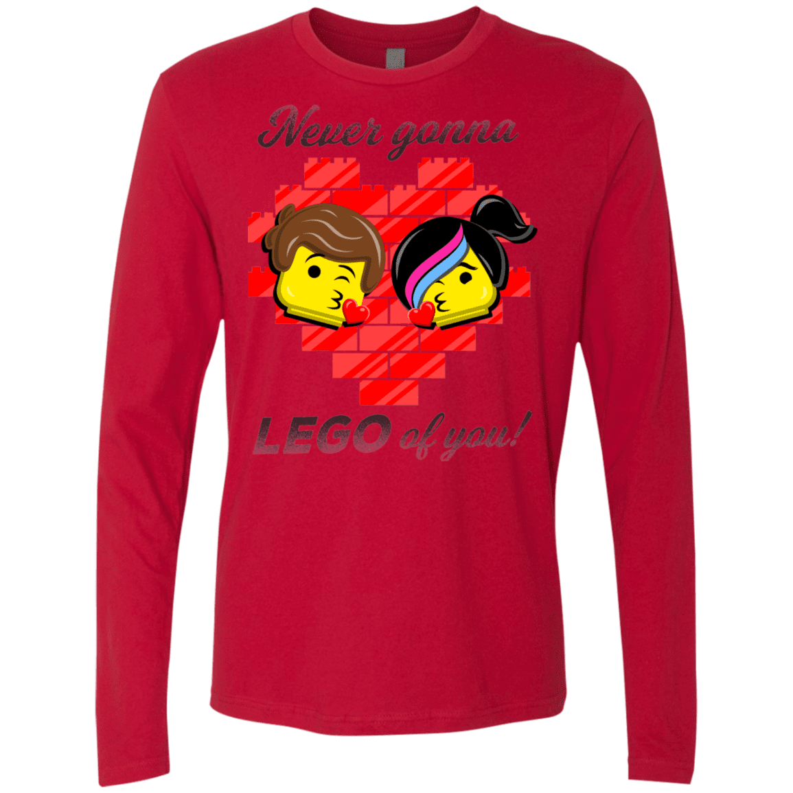 T-Shirts Red / S Never LEGO of You Men's Premium Long Sleeve