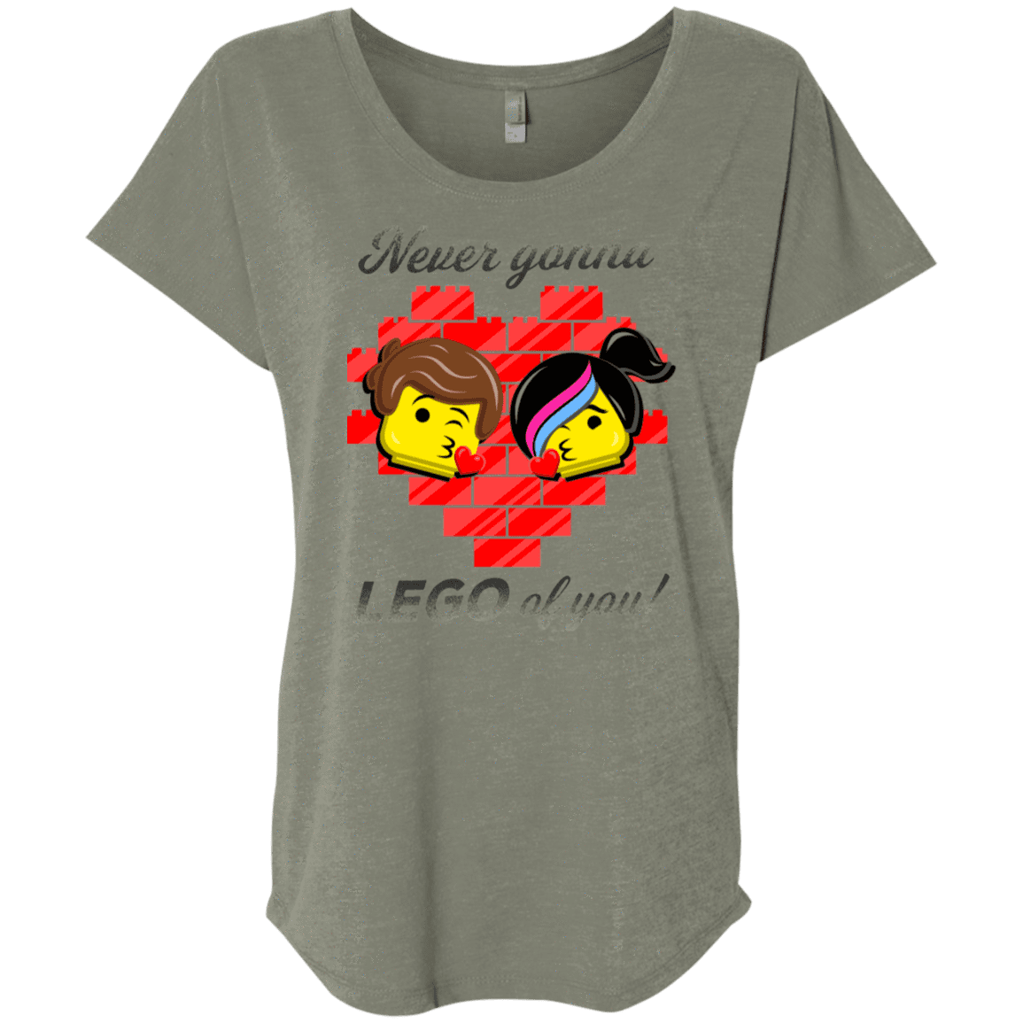 T-Shirts Venetian Grey / X-Small Never LEGO of You Triblend Dolman Sleeve