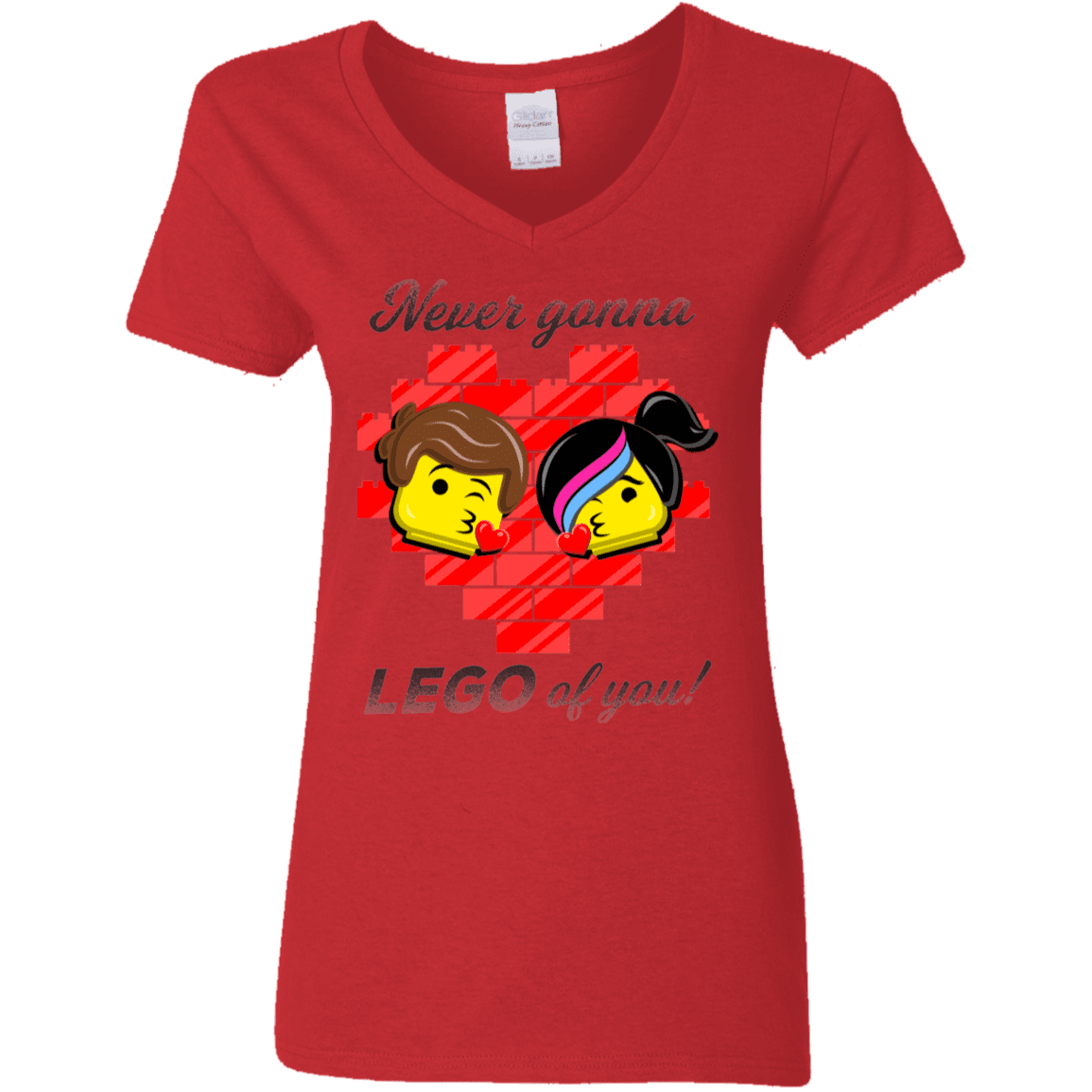 T-Shirts Red / S Never LEGO of You Women's V-Neck T-Shirt