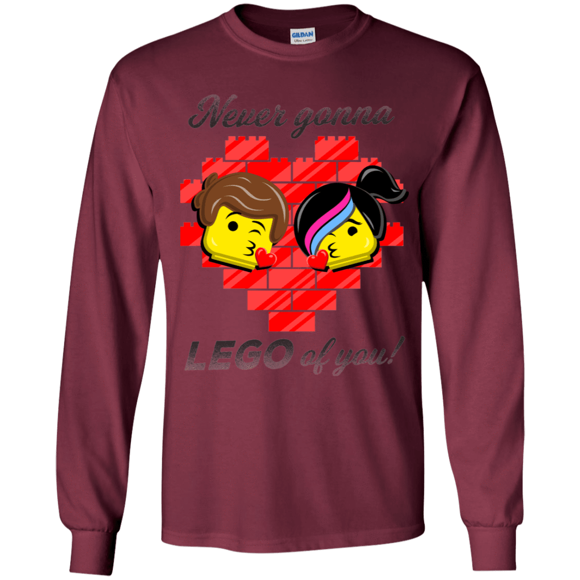 T-Shirts Maroon / YS Never LEGO of You Youth Long Sleeve T-Shirt