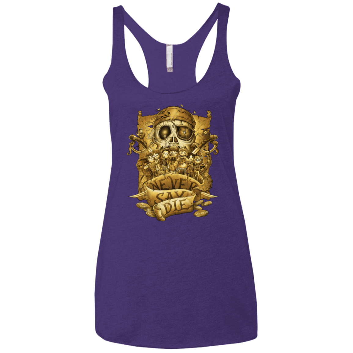 T-Shirts Purple / X-Small Never Say Die Women's Triblend Racerback Tank
